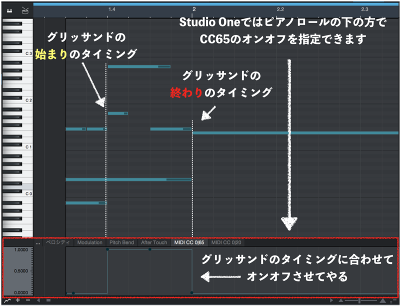 Modo Bass グリッサンド 音程差の大きいスライド の打ち込み方 めはてコ